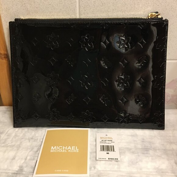 NWT!!! Michael Kors Ciara Black Metallic Large Shoulder Tote w/ wristlet - Picture 15 of 16